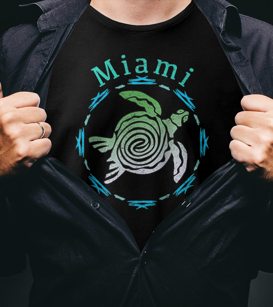 Miami Spiral Tribal Turtle Vintage Raglan T-Shirt