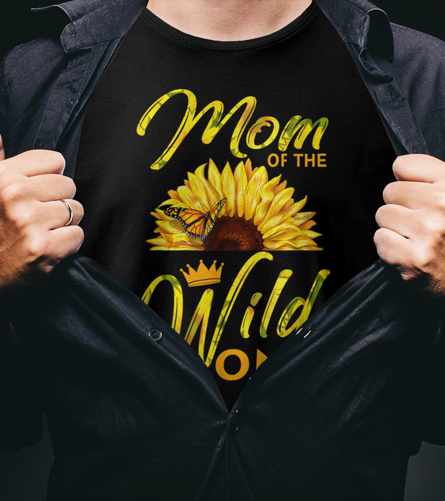 Mom Of The Wild One Sunflower Monarch Butterfly Crown T-Shirt