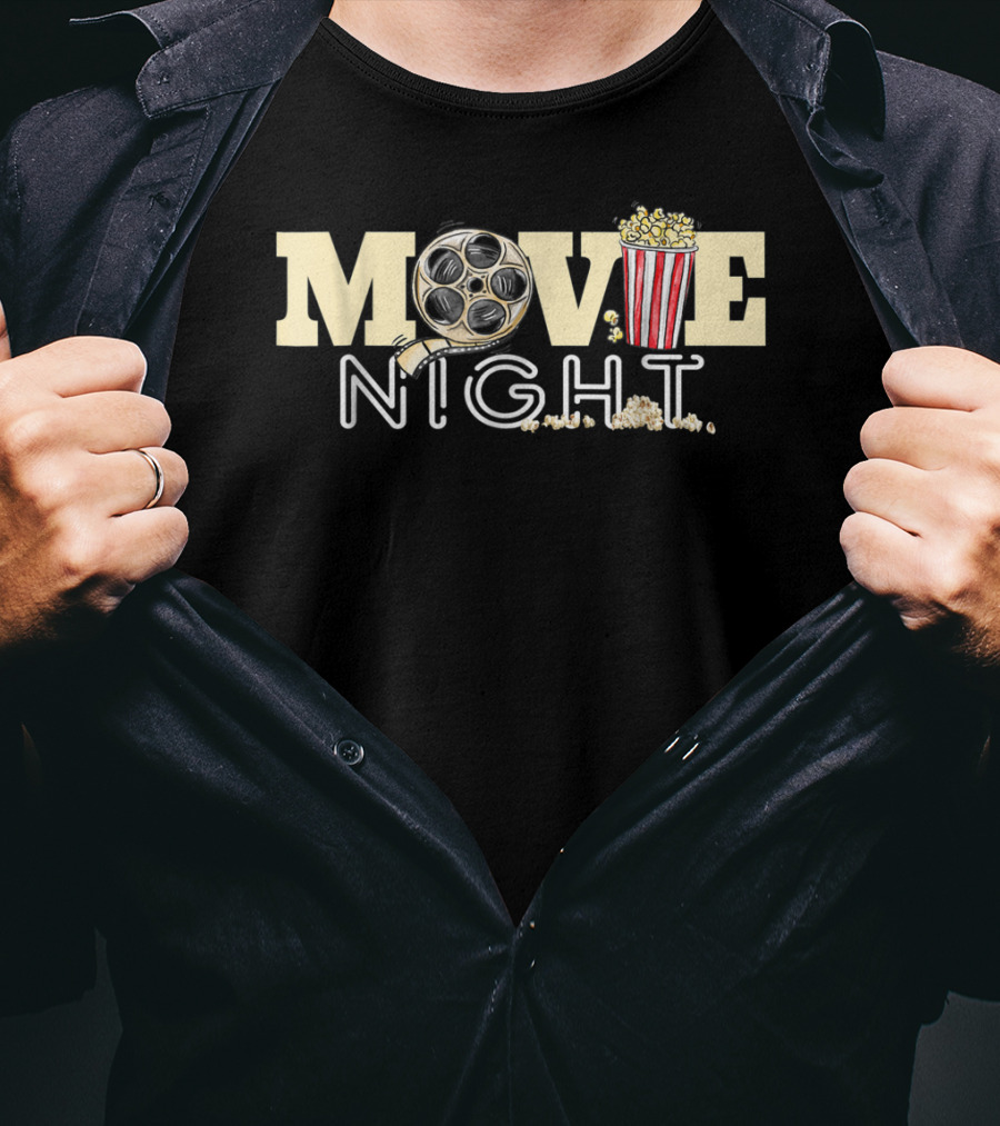 Movie Night Family Movie Night Popcorn Film Reel T-Shirt