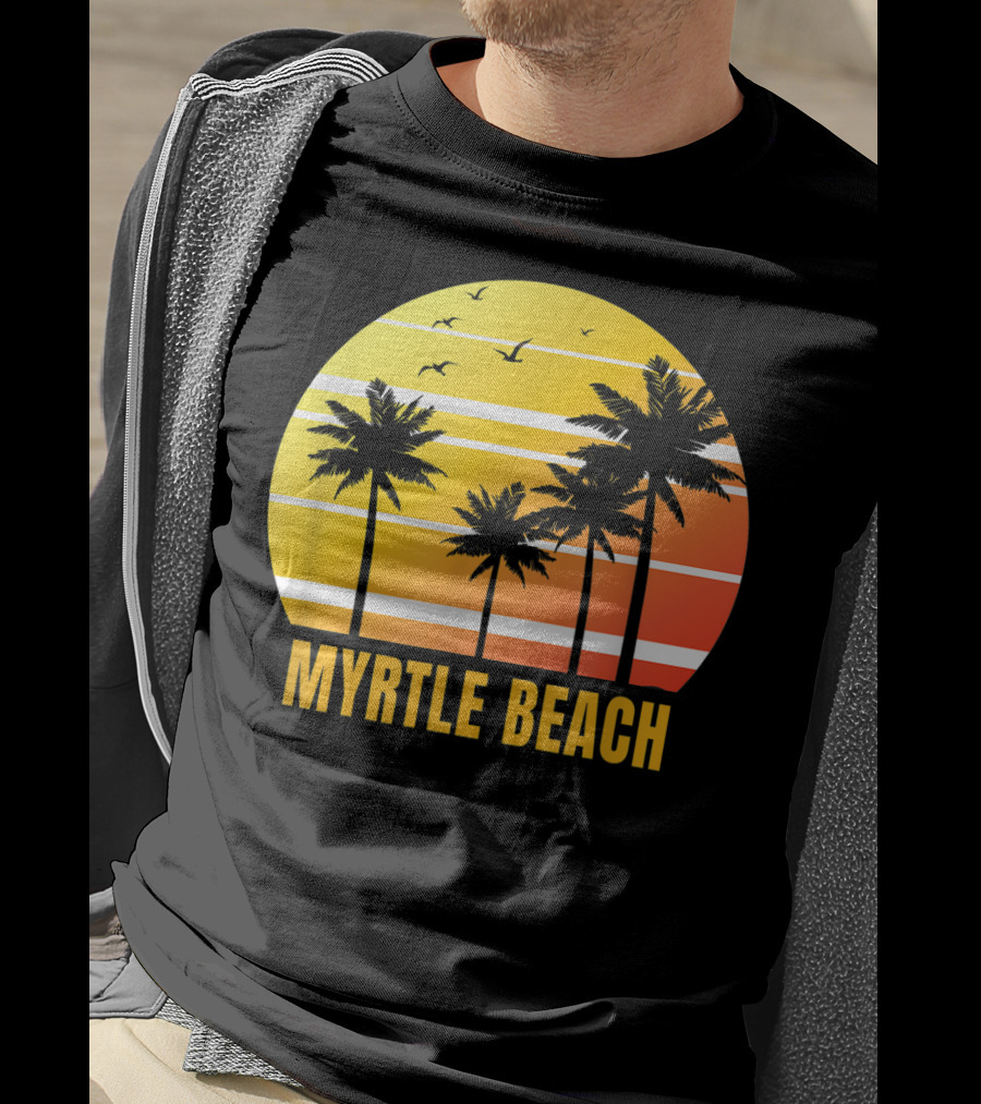 Myrtle Beach South Carolina Palm Trees Sunset Vacation Souvenir T-Shirt