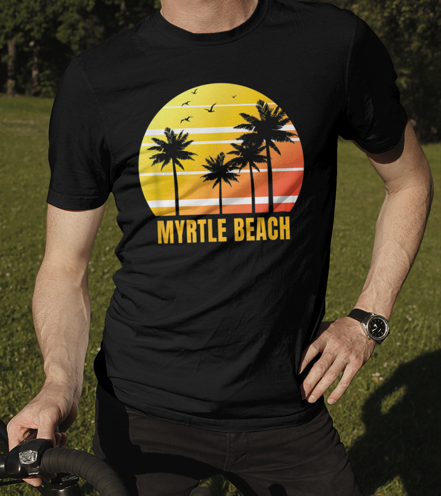 Myrtle Beach South Carolina Palm Trees Sunset Vacation Souvenir T-Shirt