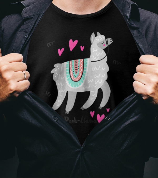 No Prob Llama Funny Llama Alpaca Lover Hearts T-Shirt
