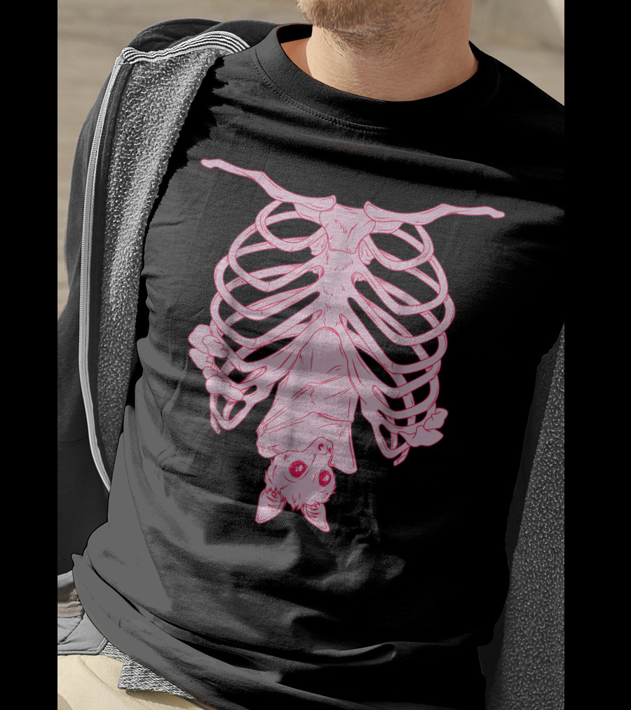 Nu Goth Pastel Bat With Skeleton Aesthetic T-Shirt