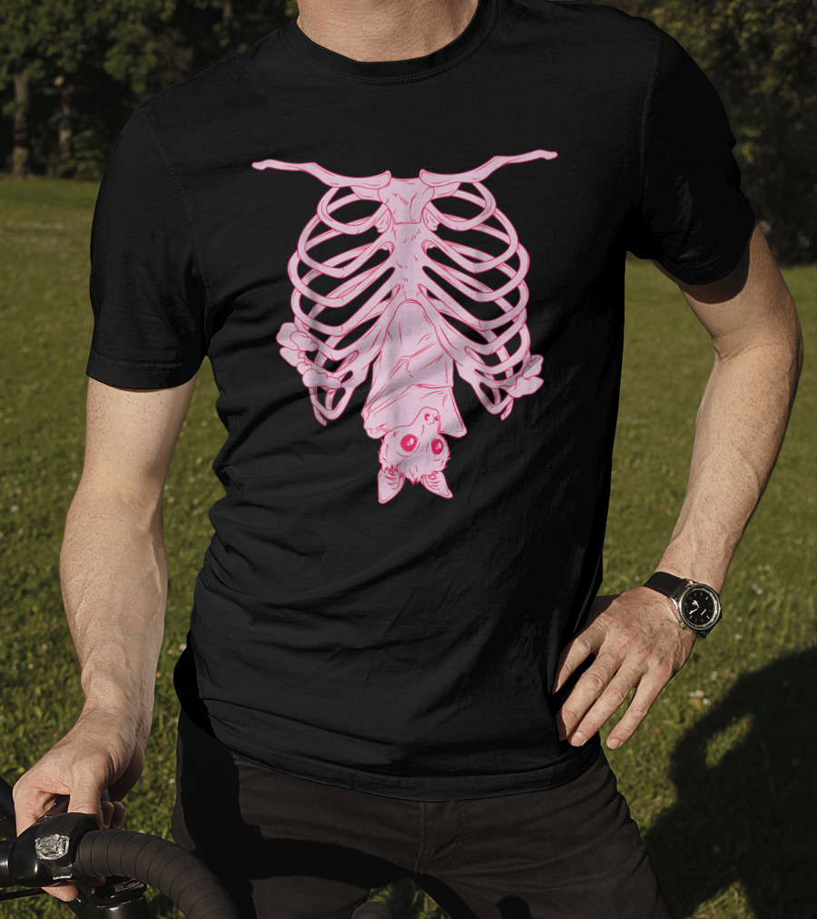 Nu Goth Pastel Bat With Skeleton Aesthetic T-Shirt