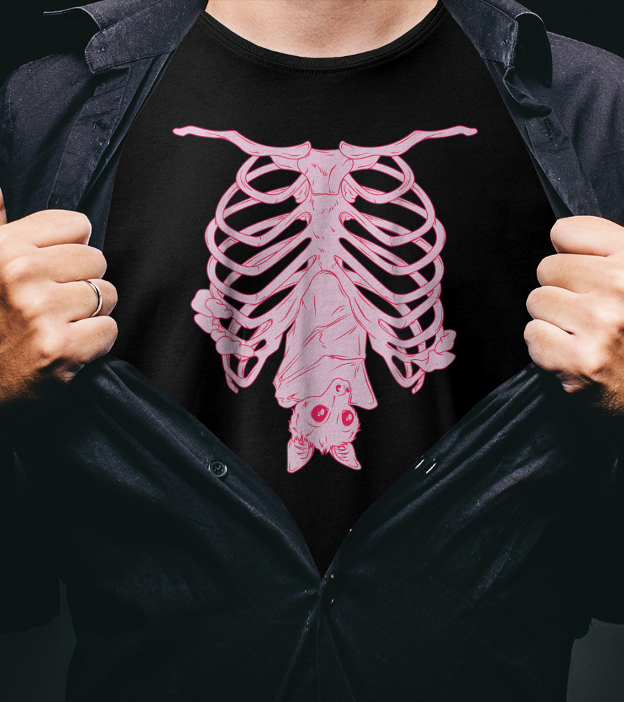 Nu Goth Pastel Bat With Skeleton Aesthetic T-Shirt