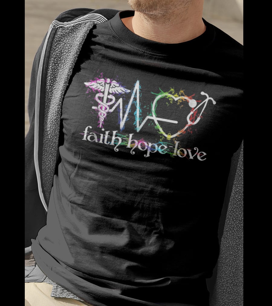 Faith Hope Love Nurse Everyday Superhero Medical Icons T-Shirt