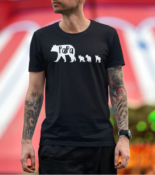 Premium T-Shirt: Papa Bear with Three Cubs Father Dad Family T-Shirt Papa Bear with Three Cubs Father Dad Family T-Shirt