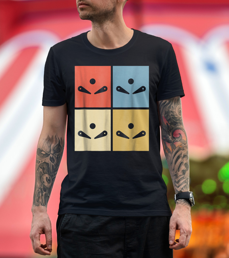 Pinball Colorful Flipper Pop Art Blocks T-Shirt