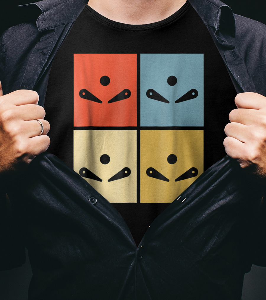 Pinball Colorful Flipper Pop Art Blocks T-Shirt