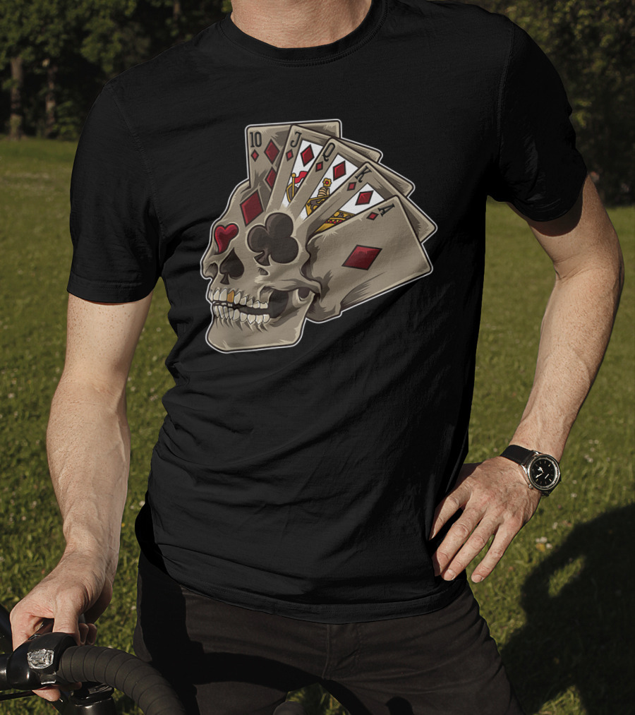 Skull With Poker Cards Casino Theme Party Tank T-Shirt