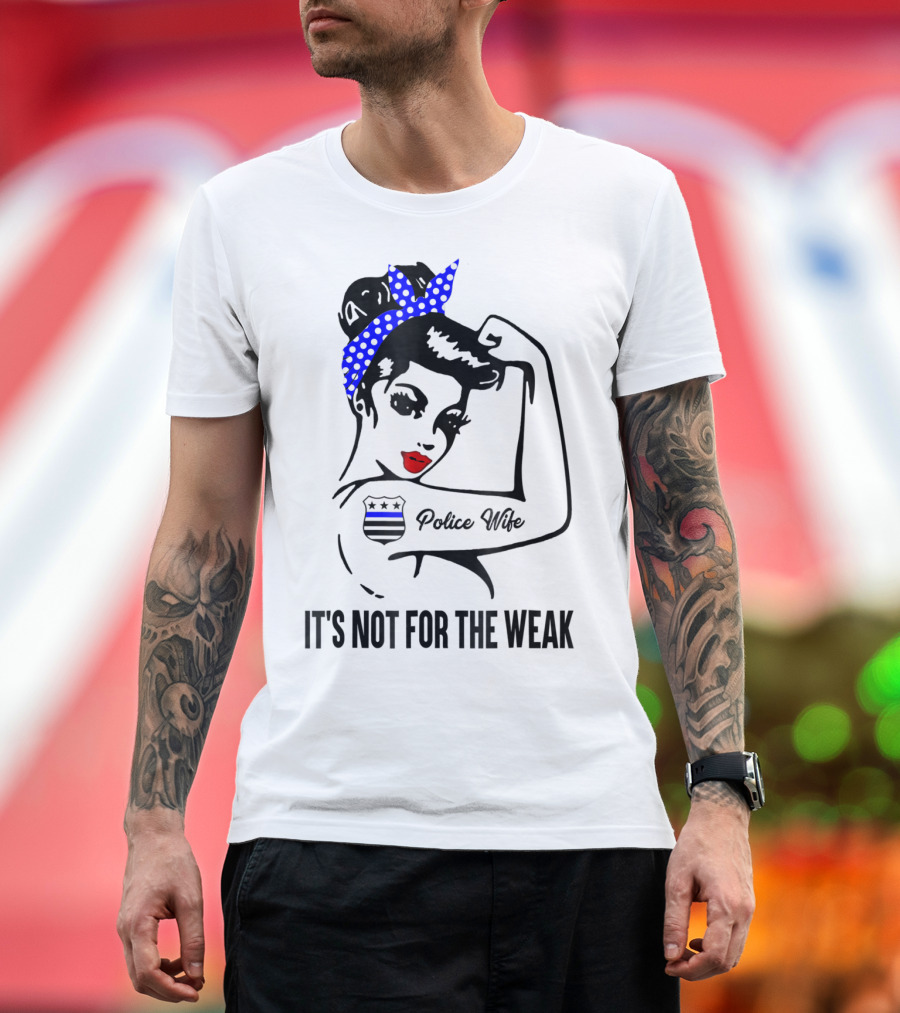 Police Wife Strength Blue Polka Dot Bandana Icon Tattoo T-Shirt