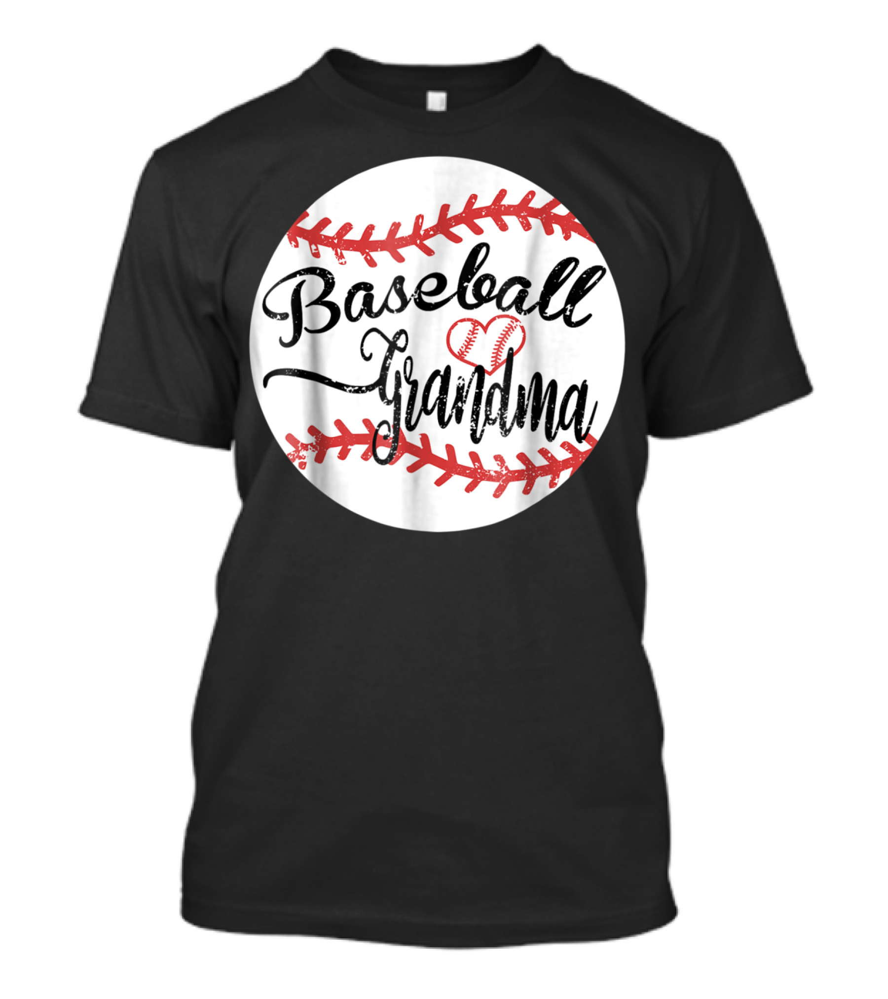 Baseball Grandma With Heart Stitching Baseball T-Shirt