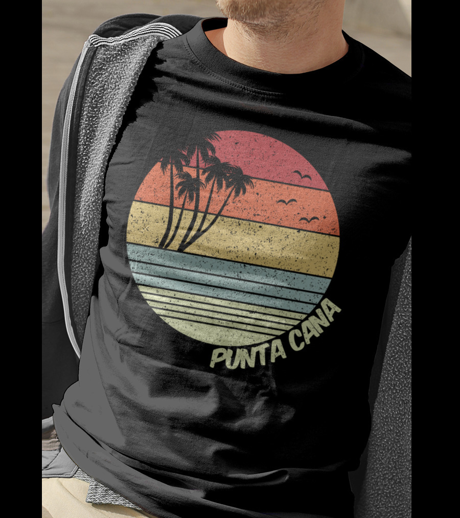 Punta Cana Retro Sunset Palm Trees Beach Vacation Dominican Republic T-Shirt