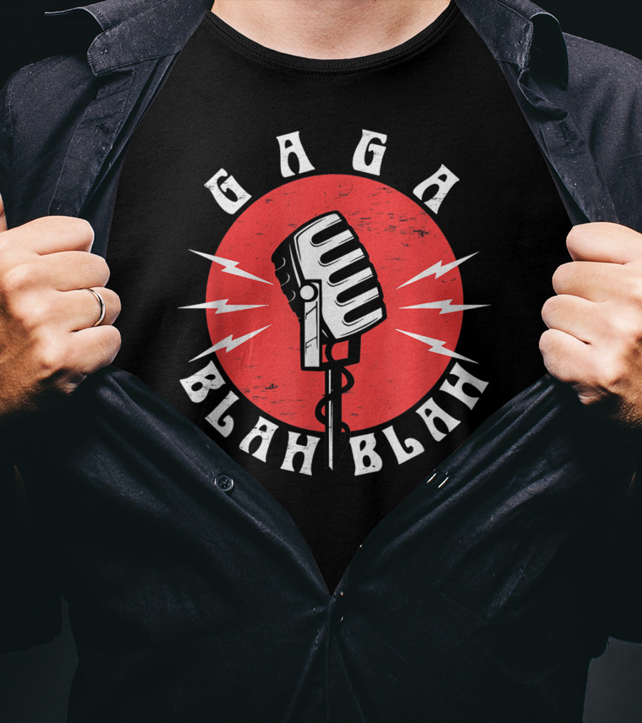 GAGA BLAH BLAH Vintage Microphone Red Circle T-Shirt