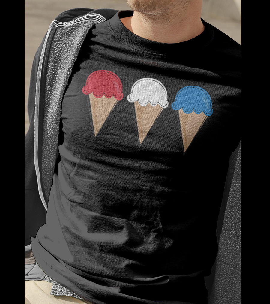 Red White Blue Ice Cream Cones Summer Fun T-Shirt
