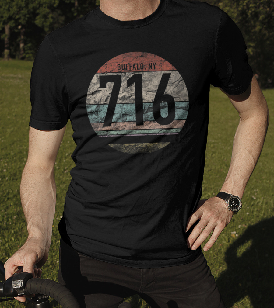 Retro Vintage Buffalo NY 716 Area Code Circle T-Shirt