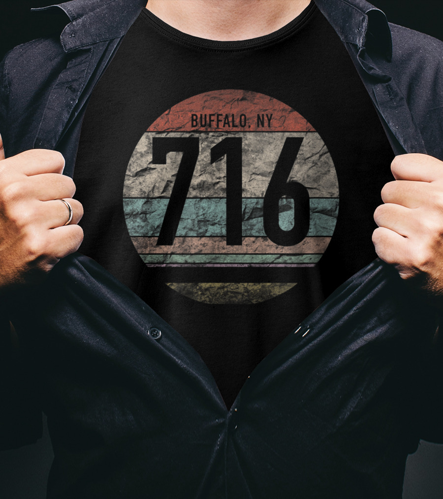 Retro Vintage Buffalo NY 716 Area Code Circle T-Shirt