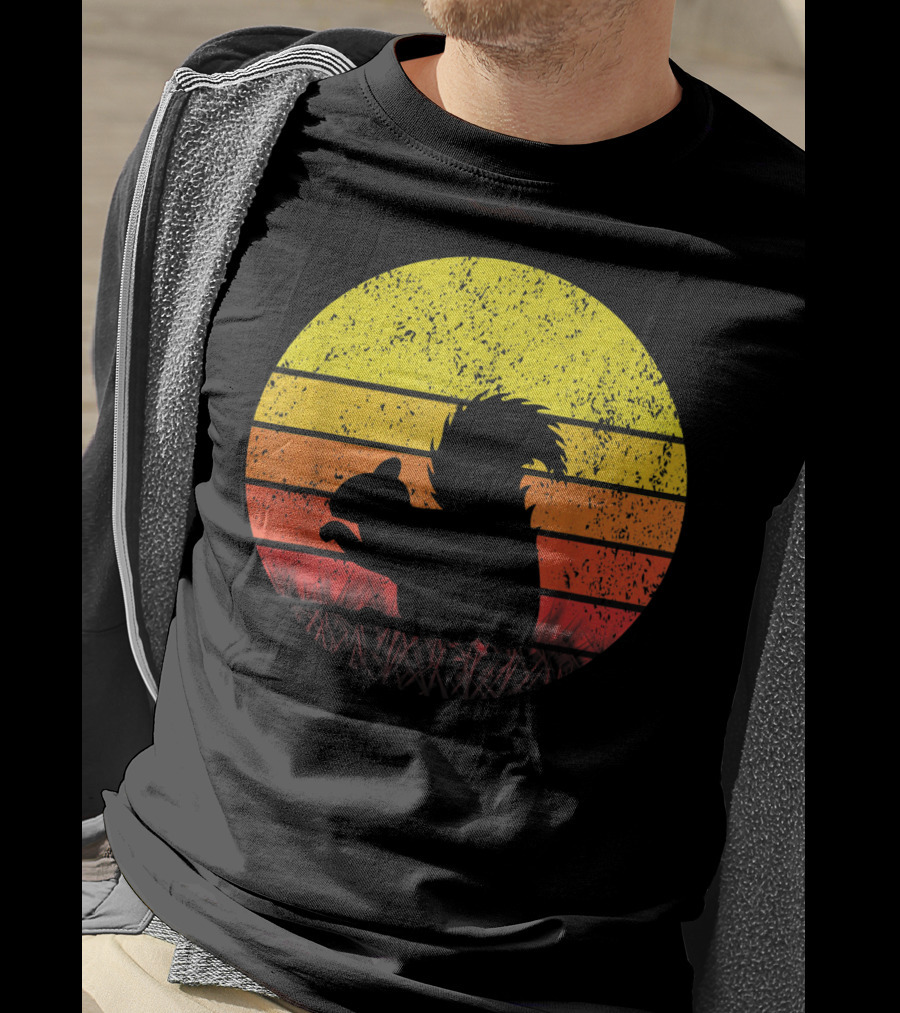 Retro Sunset Squirrel Silhouette Vintage Safa T-Shirt