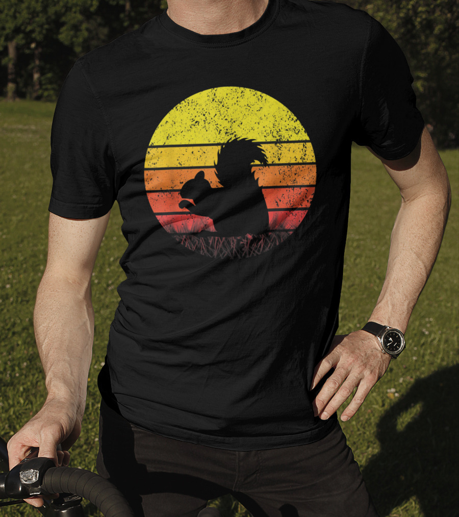 Retro Sunset Squirrel Silhouette Vintage Safa T-Shirt
