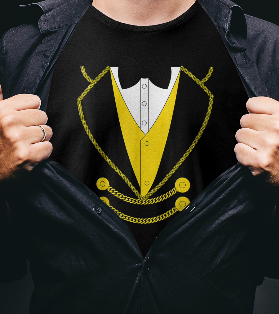 Ringmaster Costume Kids Circus Showman Outfit Black Yellow Tuxedo Bow Tie T-Shirt