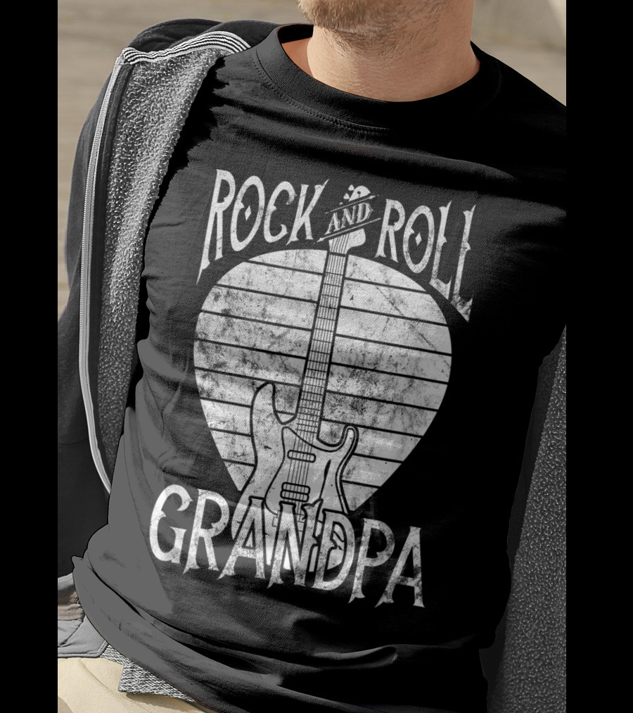 Rock And Roll Grandpa Vintage Guitar Player Iconic T-Shirt