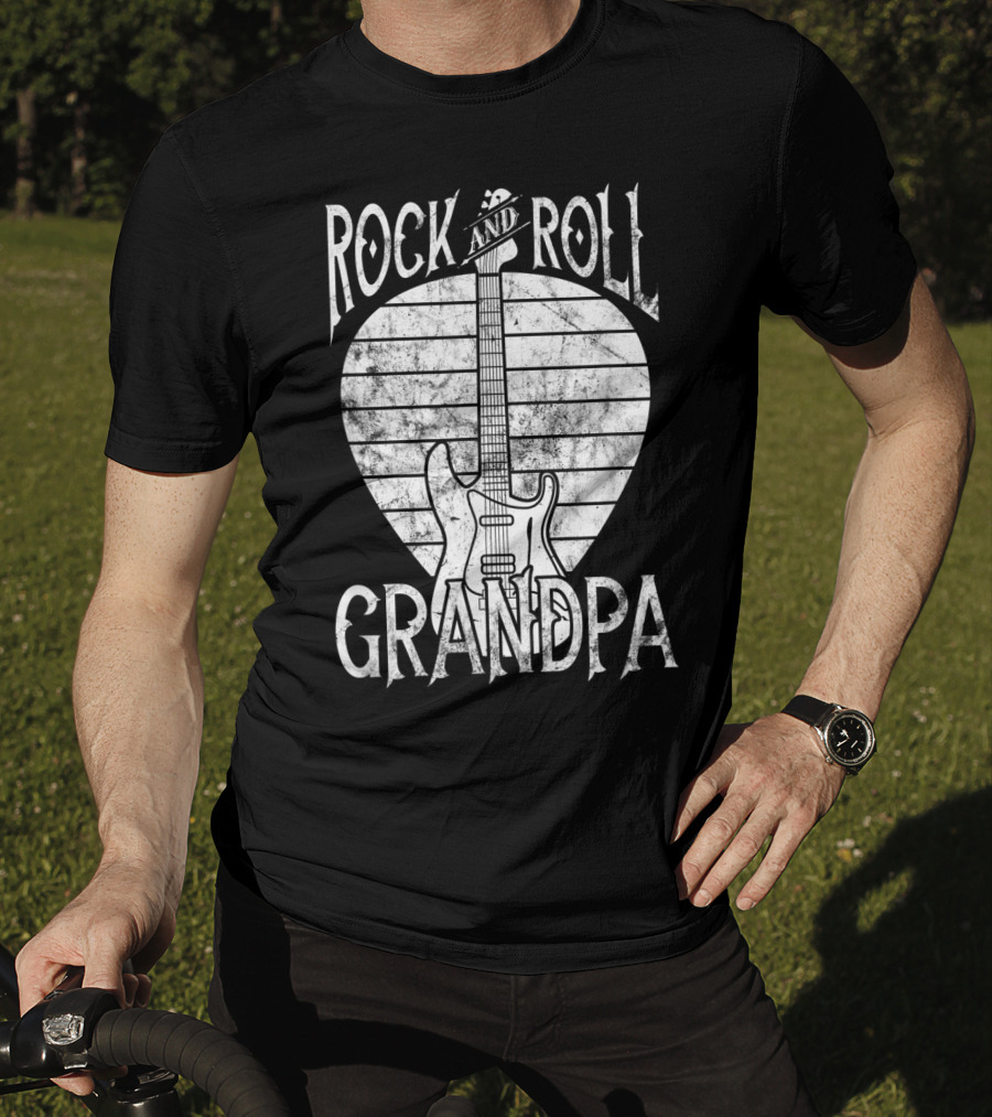Rock And Roll Grandpa Vintage Guitar Player Iconic T-Shirt
