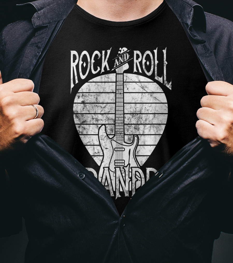 Rock And Roll Grandpa Vintage Guitar Player Iconic T-Shirt