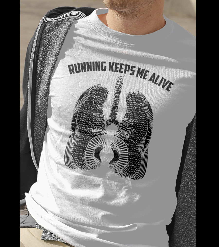 Running Keeps Me Alive Lung Shaped Shoe Print T-Shirt