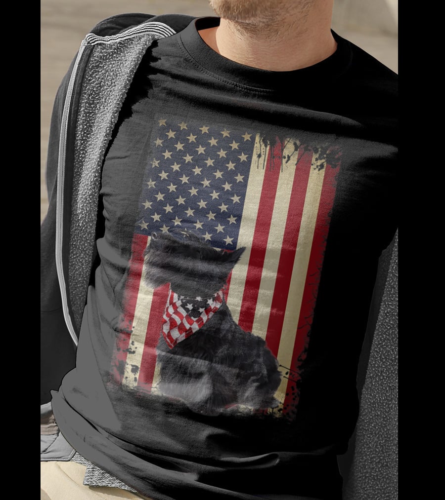 Scottish Terrier American Flag Bandana T-Shirt