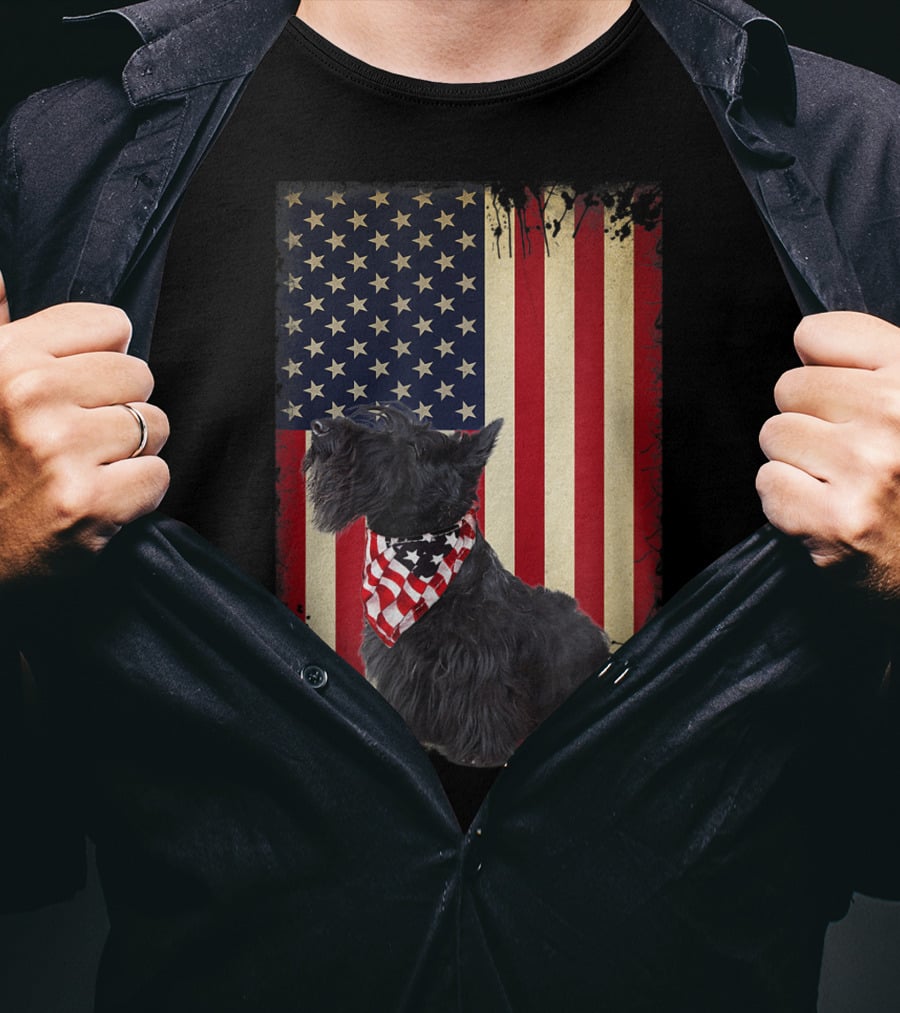 Scottish Terrier American Flag Bandana T-Shirt