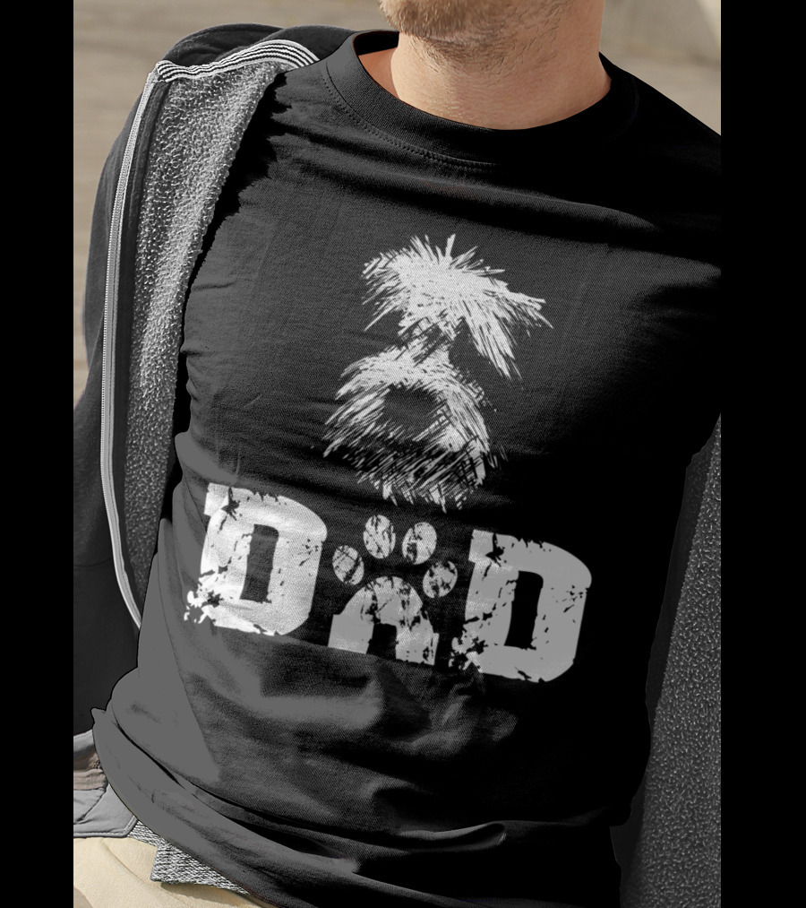 Sheepadoodle Dad Doodle Dog Paw Prints T-Shirt