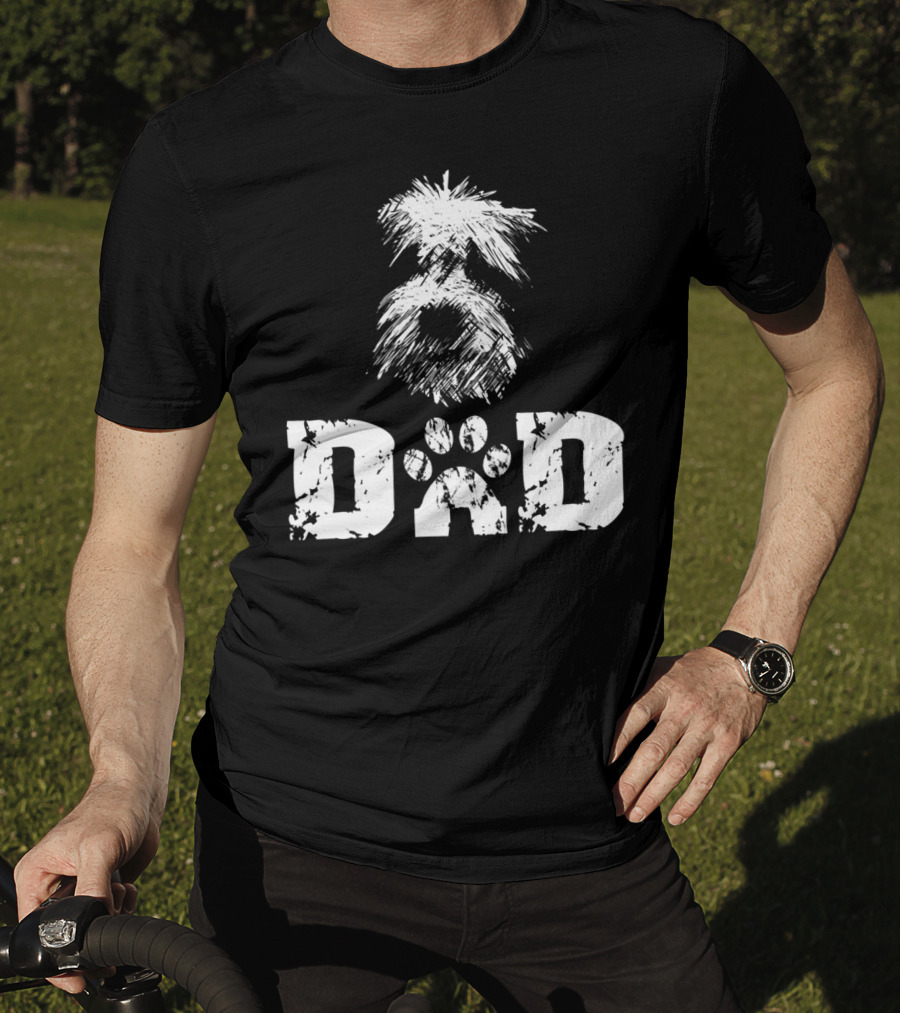 Sheepadoodle Dad Doodle Dog Paw Prints T-Shirt