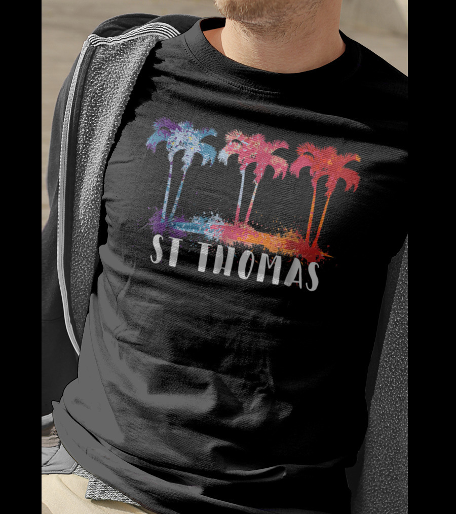 St Thomas Virgin Islands Tropical Palm Trees Paint T-Shirt