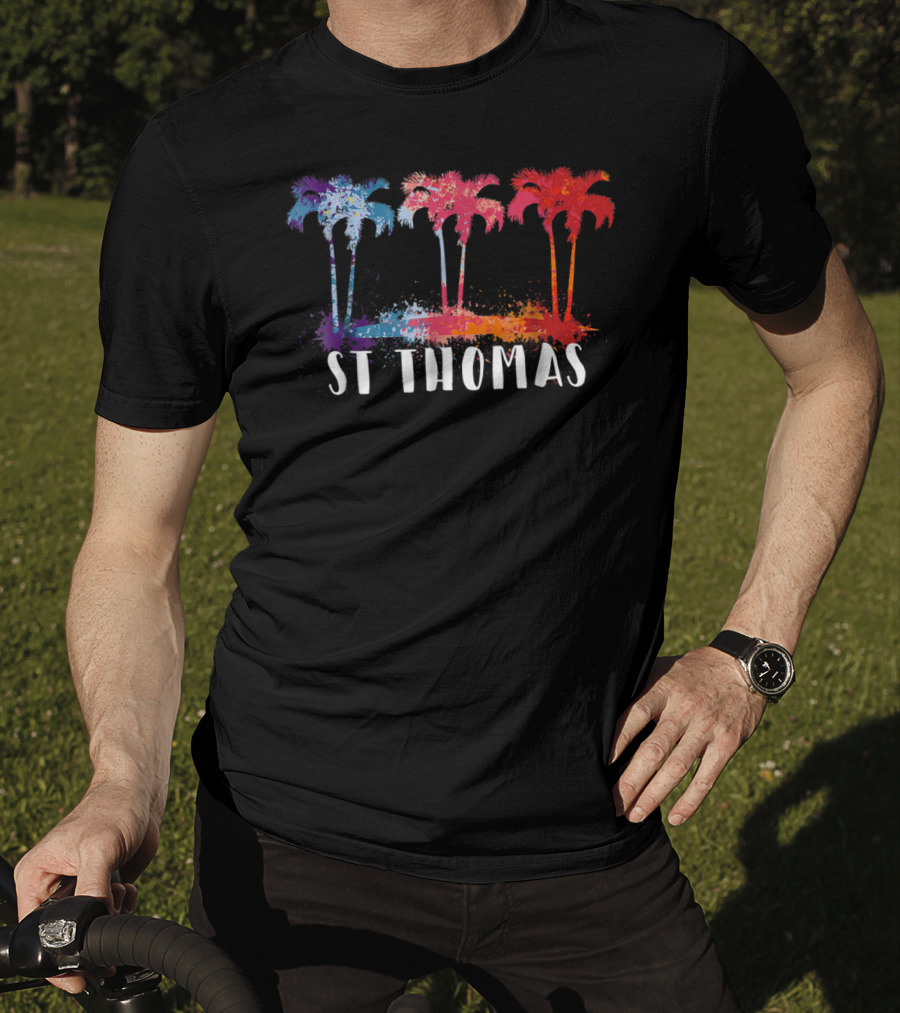 St Thomas Virgin Islands Tropical Palm Trees Paint T-Shirt