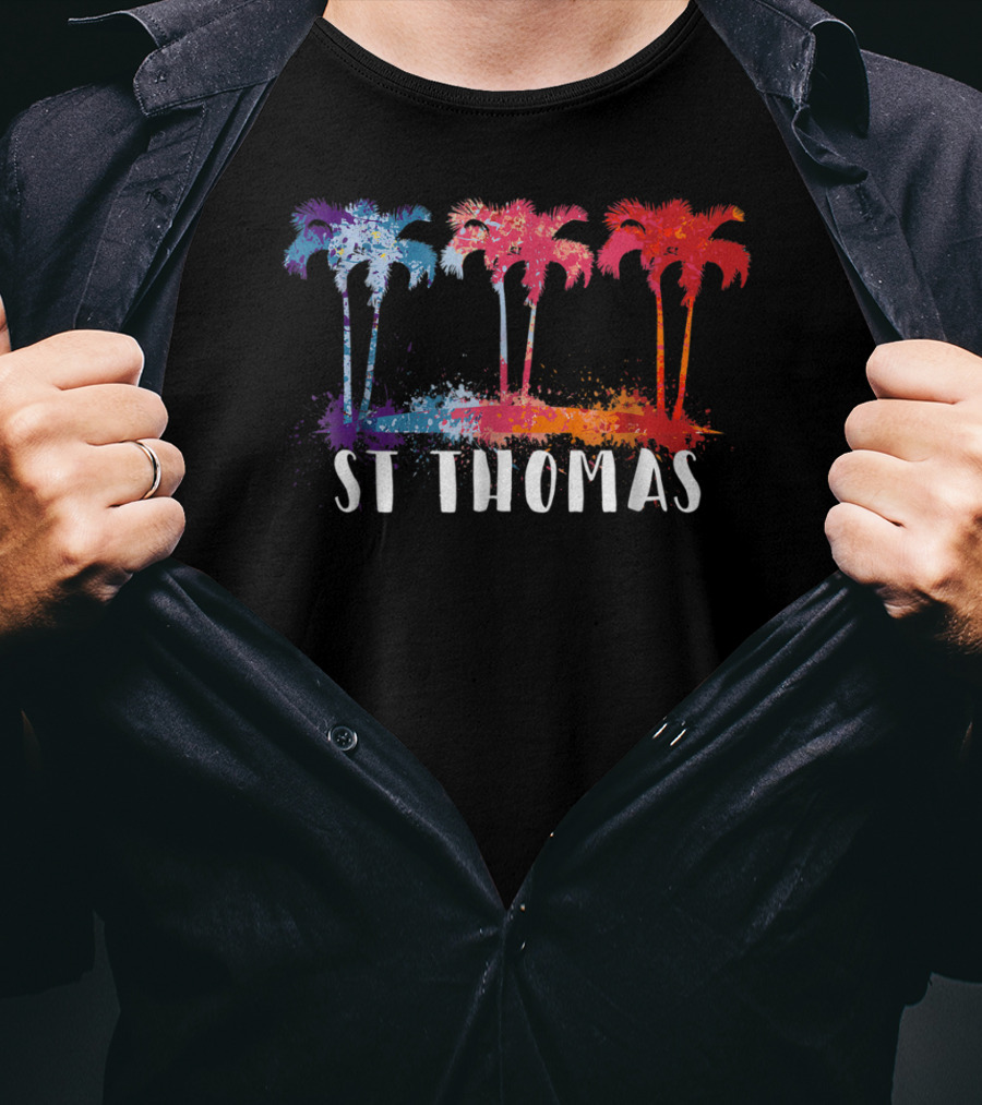 St Thomas Virgin Islands Tropical Palm Trees Paint T-Shirt