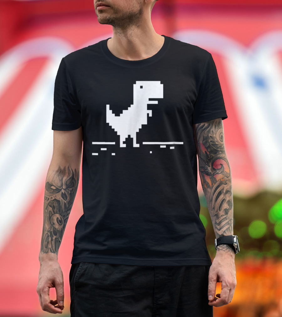 T Rex Pixel Dinosaur No Internet Game T-Shirt