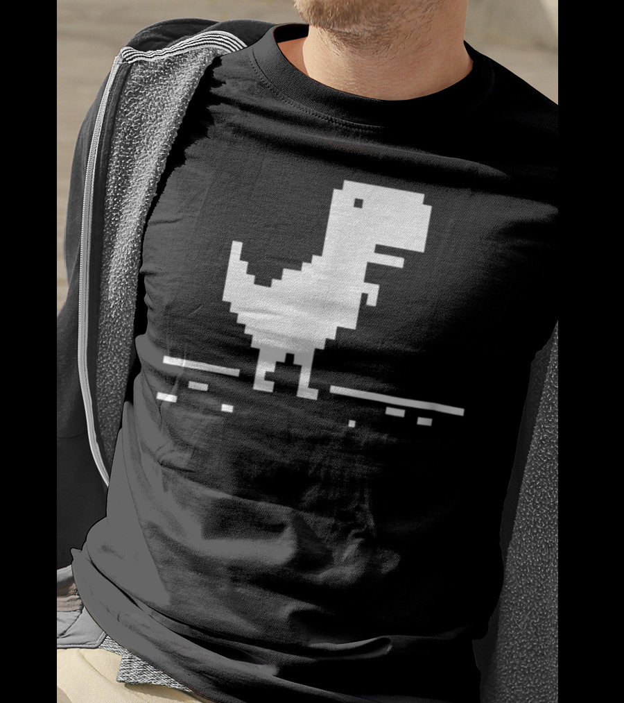T Rex Pixel Dinosaur No Internet Game T-Shirt