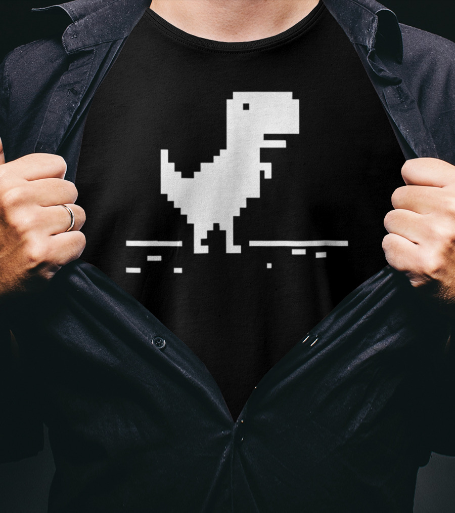 T Rex Pixel Dinosaur No Internet Game T-Shirt