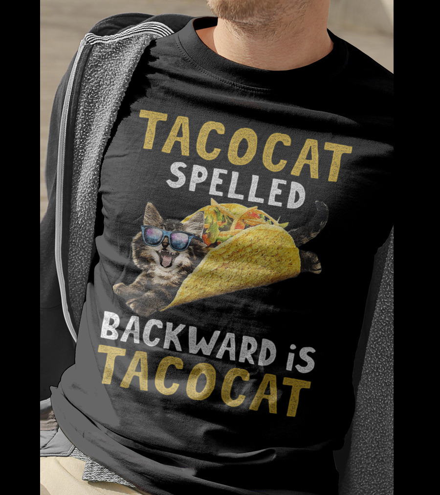 TacoCat Spelled Backward Is Tacocat Sunglasses Cool Cat Taco T-Shirt