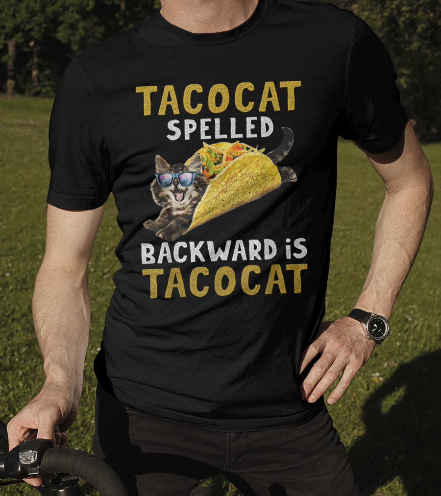 TacoCat Spelled Backward Is Tacocat Sunglasses Cool Cat Taco T-Shirt
