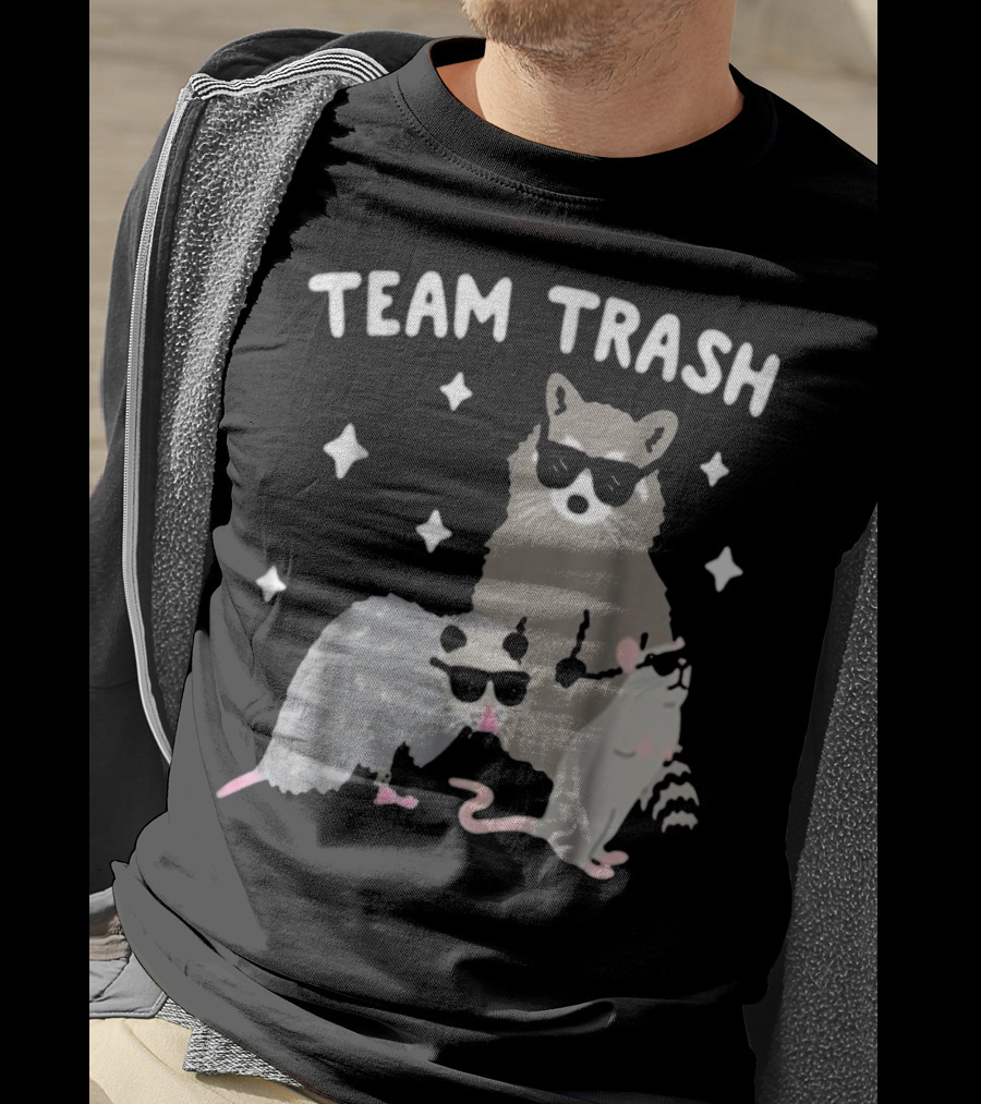 Team Trash Opossum Raccoon Rat With Sunglasses And Stars T-Shirt