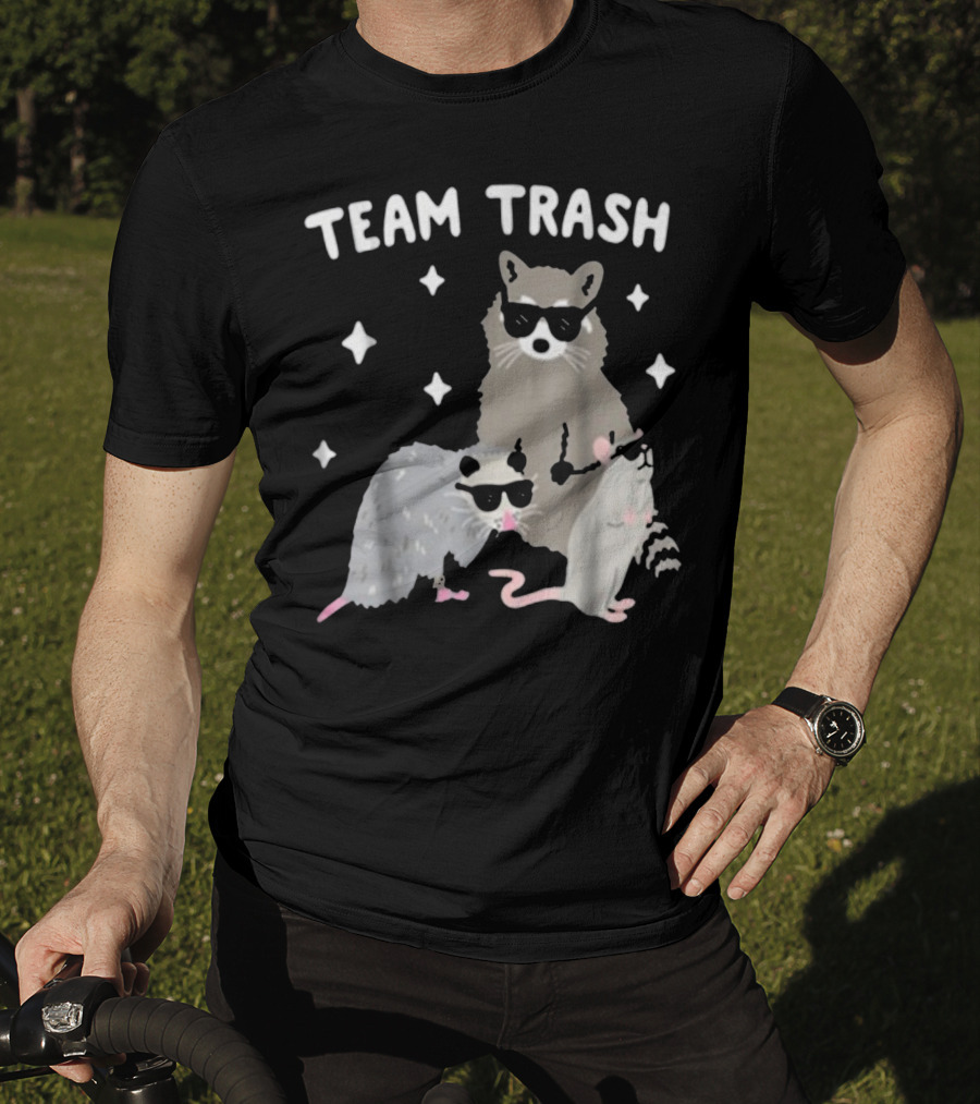 Team Trash Opossum Raccoon Rat With Sunglasses And Stars T-Shirt