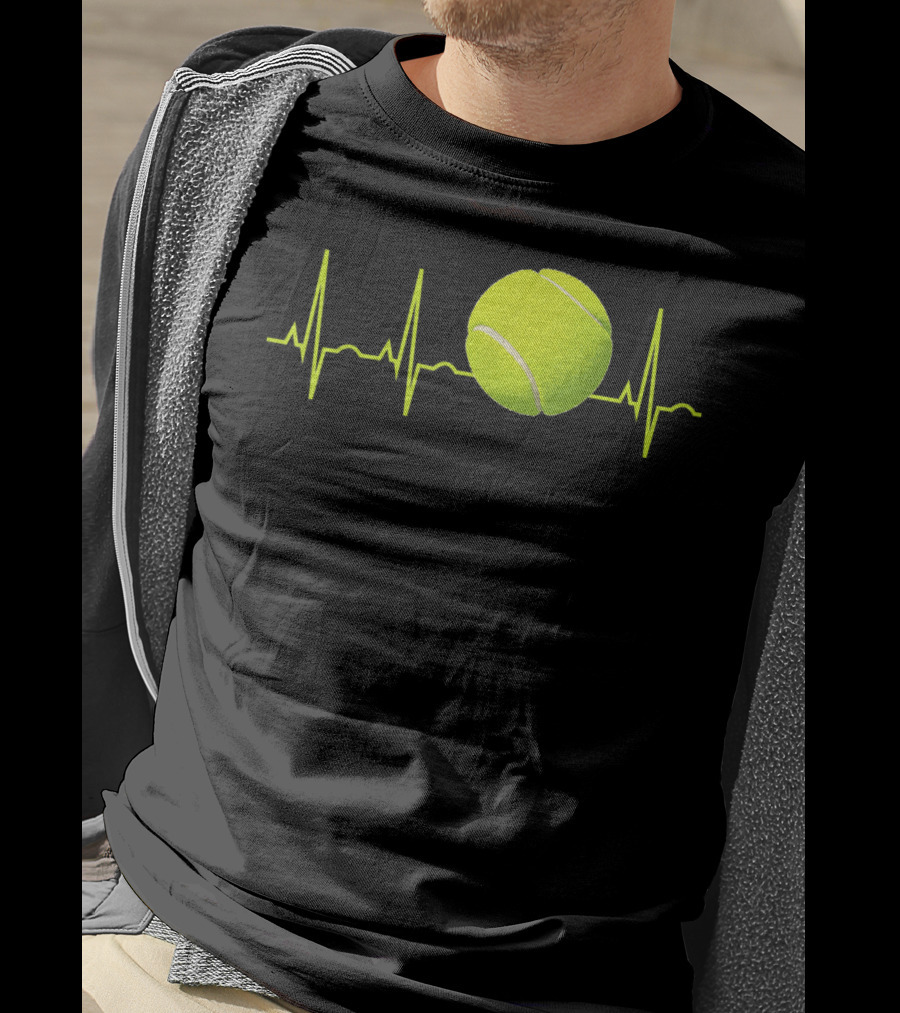 Tennis Lover Heartbeat Tennis Ball T-Shirt