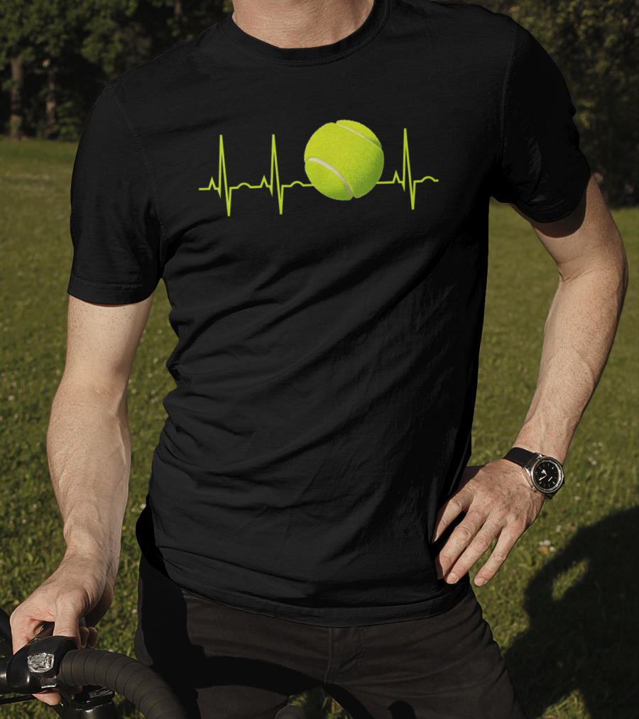Tennis Lover Heartbeat Tennis Ball T-Shirt