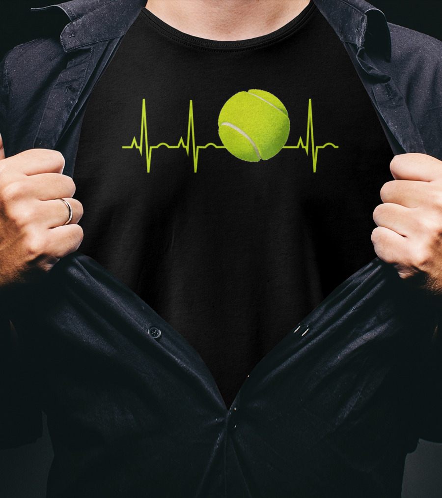 Tennis Lover Heartbeat Tennis Ball T-Shirt