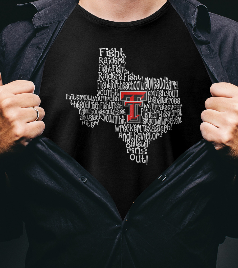 Texas Tech Red Raiders Fight Song Map Texas Shape T-Shirt