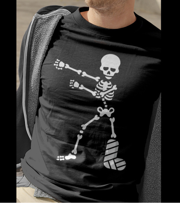 The Floss Dance Skeleton With Broken Leg Plaster Cast T-Shirt