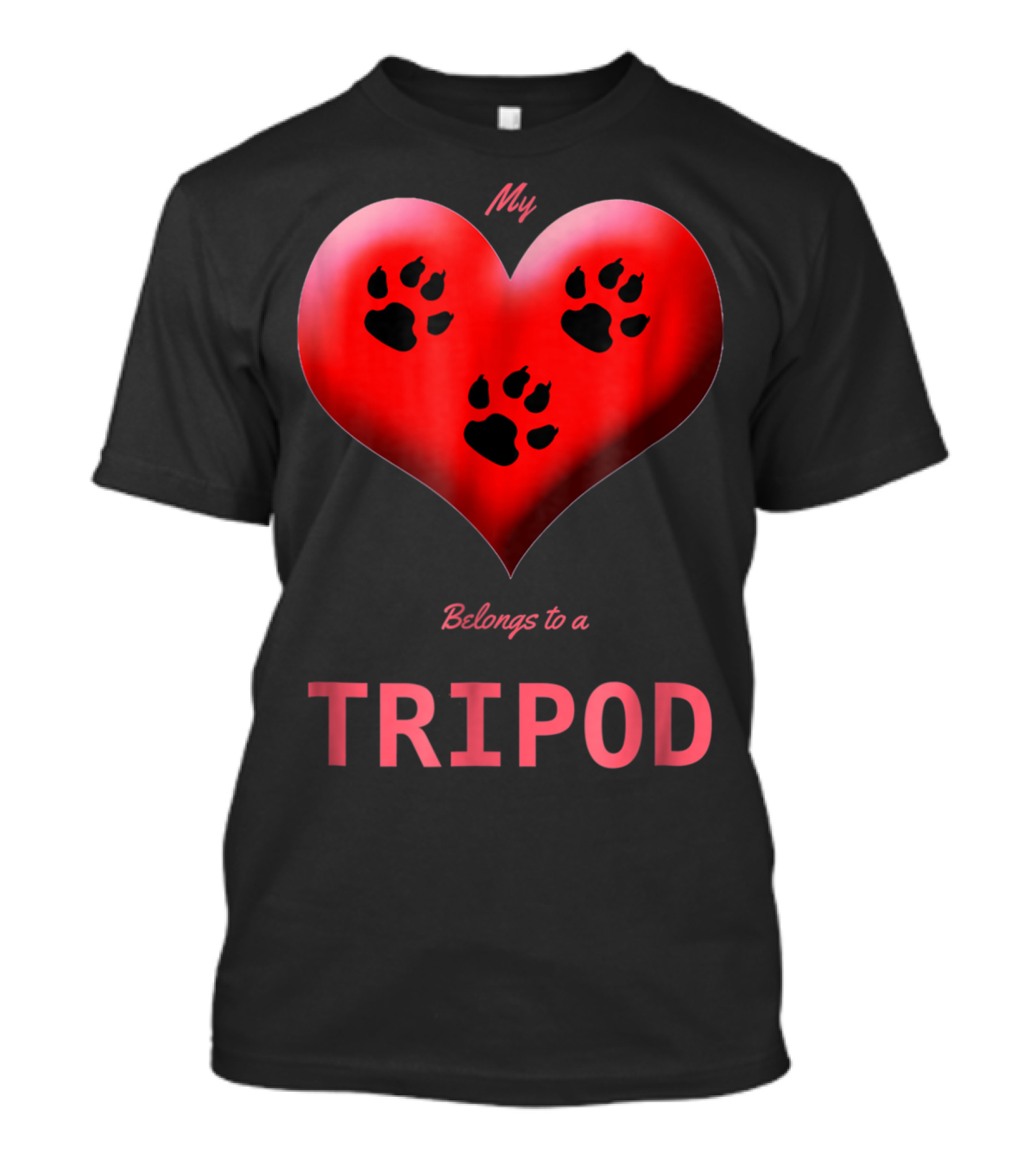 My Heart Belongs To A Tripod Dog 3 Legged Dog Cat Lovers T-Shirt