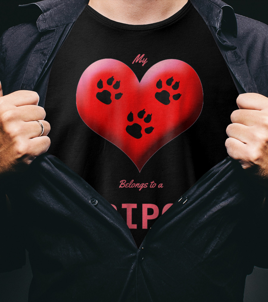 My Heart Belongs To A Tripod Dog 3 Legged Dog Cat Lovers T-Shirt