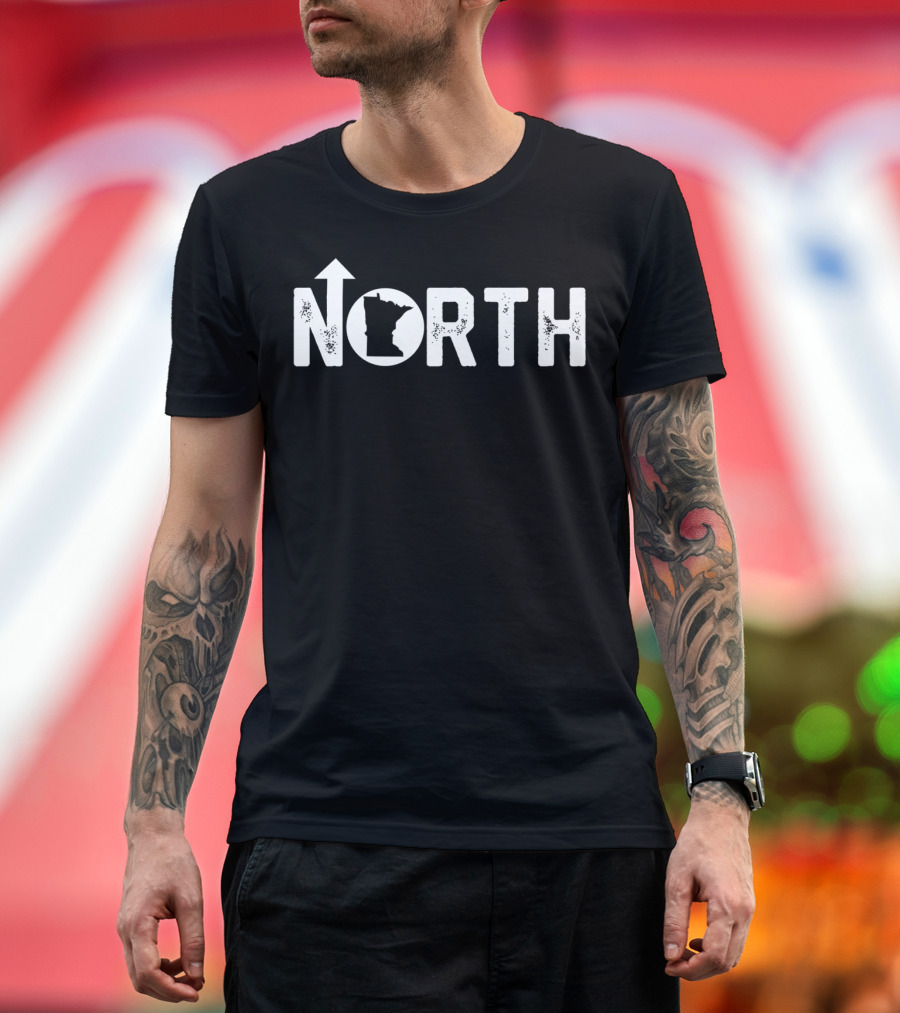 Up North Minnesota Arrow State Map T-Shirt